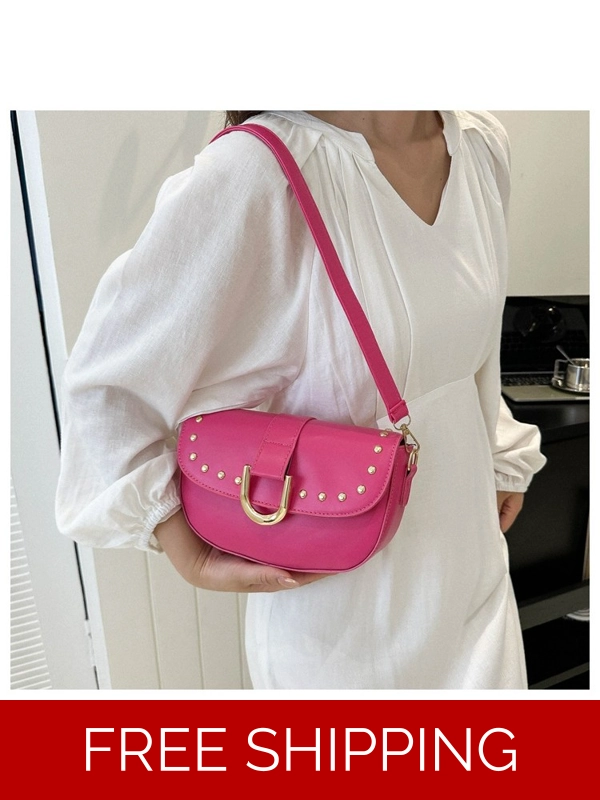 Women's Commuting Beading Pure Color PU Bag - Rose